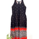 Black Orange Ikkat Dress
