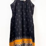 Black and yellow ikkat print dress