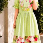 Parrot green Gingham checks dress